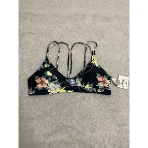 O'Neill NWT Black/Floral Dahlia Bralette Swim Top, US L Large